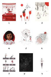 Conjunto de ilustraciones de todos los artistas del Libro "Bocados Lentos"; Ediciones Lentas, 2020